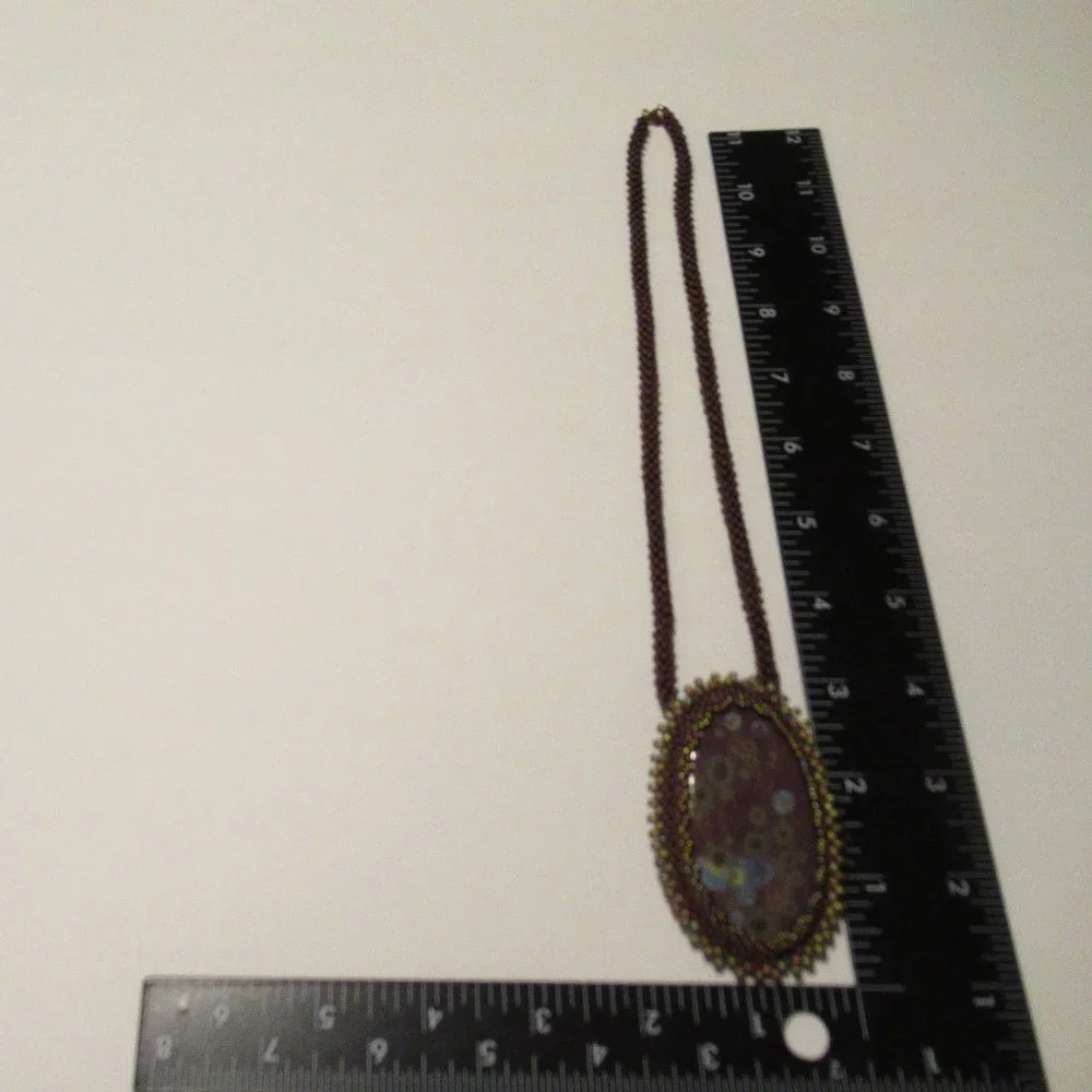 Bead Embroidered Cabochon Necklace